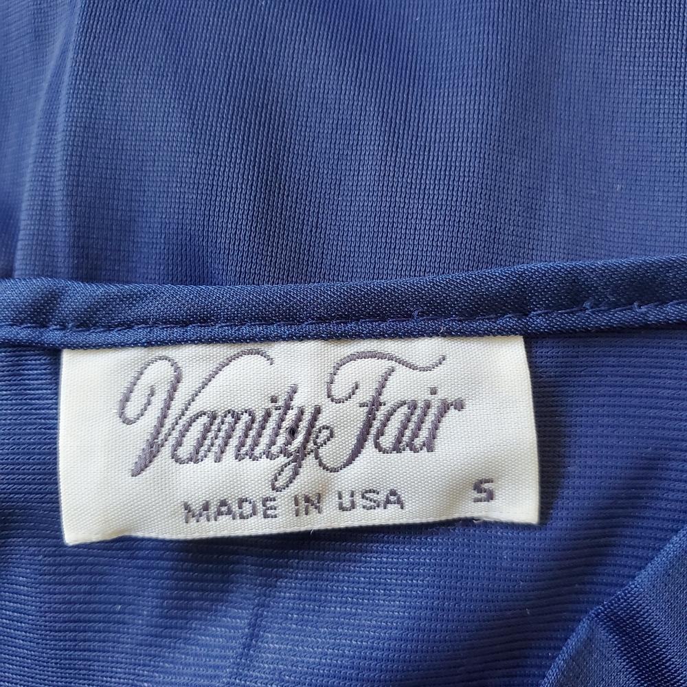 Vanity Fair Navy Blue Nylon Slip Chemise Nightgown.  Size Small - Picture 5 of 6